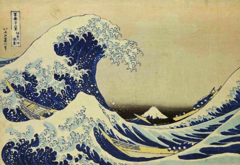 Japanese print with a wave