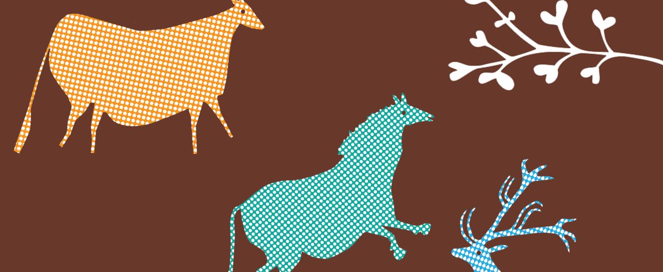 collage tekeningen prehistorische dieren